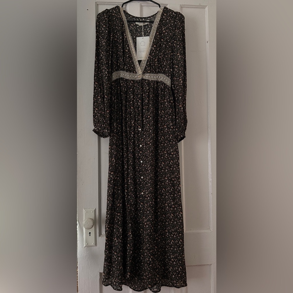 Christy Dawn Kyra Dress - Black Floral Long Sleeve Dress - Picture 5 of 5